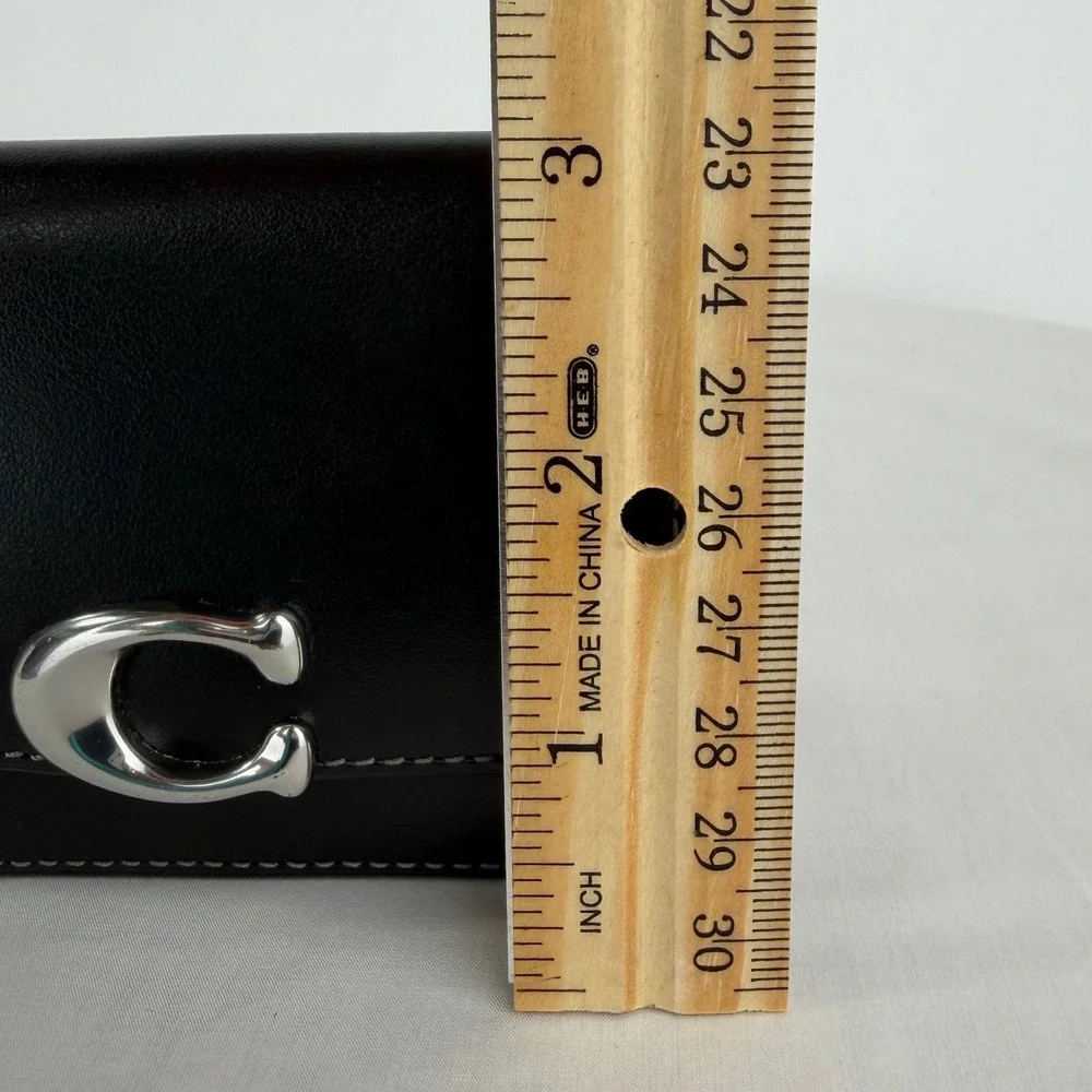 Coach Bandit Wallet Black Luxe Refined Calf Leather Silver Tone 4